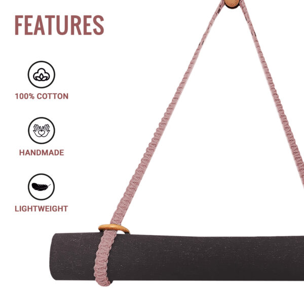 Macramé Boho style Hand Woven Yoga Mat Carrying Strap - Image 3