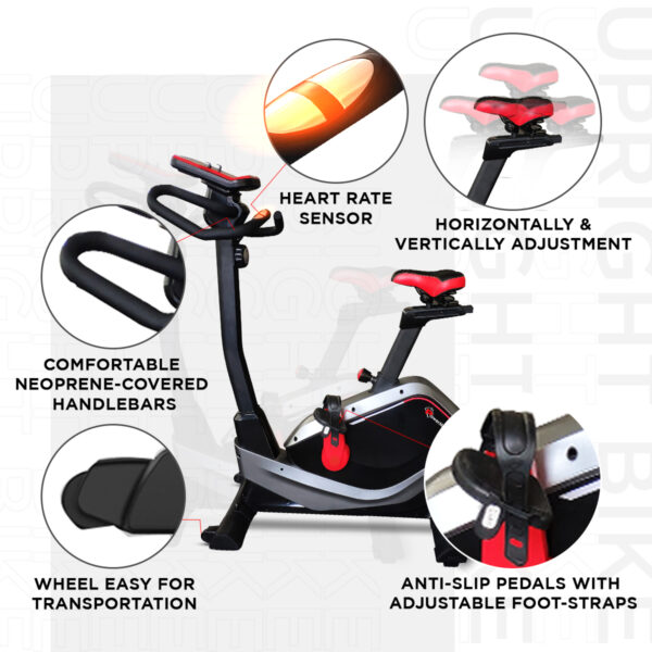 BU-650 Magnetic Upright Bike with LCD Display - Image 4
