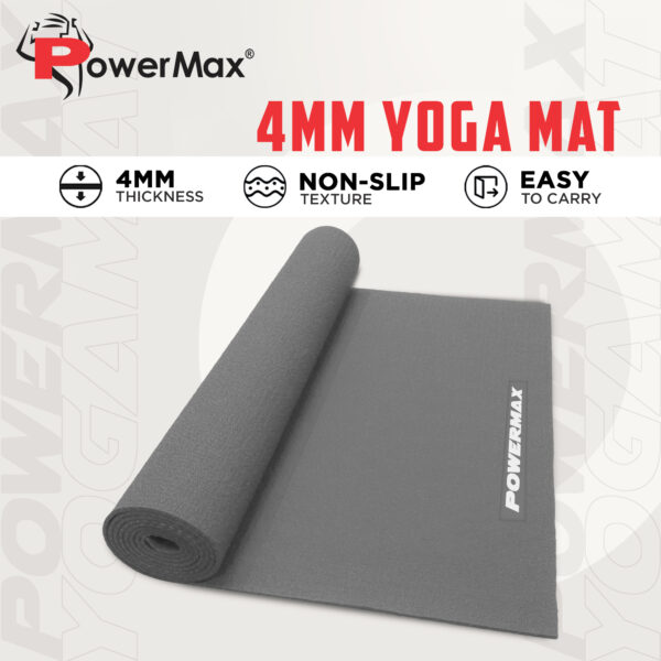 4mm Thick Premium Exercise Grey Color Yoga Mat - Image 4