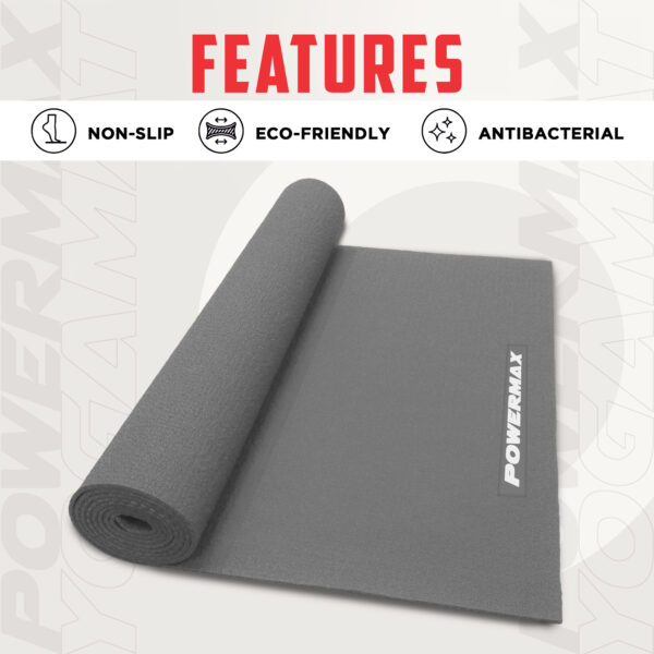 4mm Thick Premium Exercise Grey Color Yoga Mat - Image 5