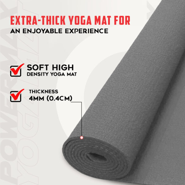 4mm Thick Premium Exercise Grey Color Yoga Mat - Image 6