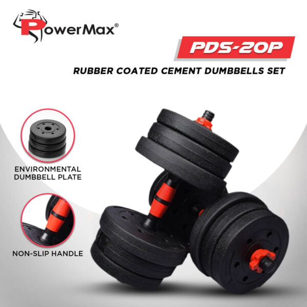 PDS-20P PVC Coated Cement Dumbbells Set - Image 2