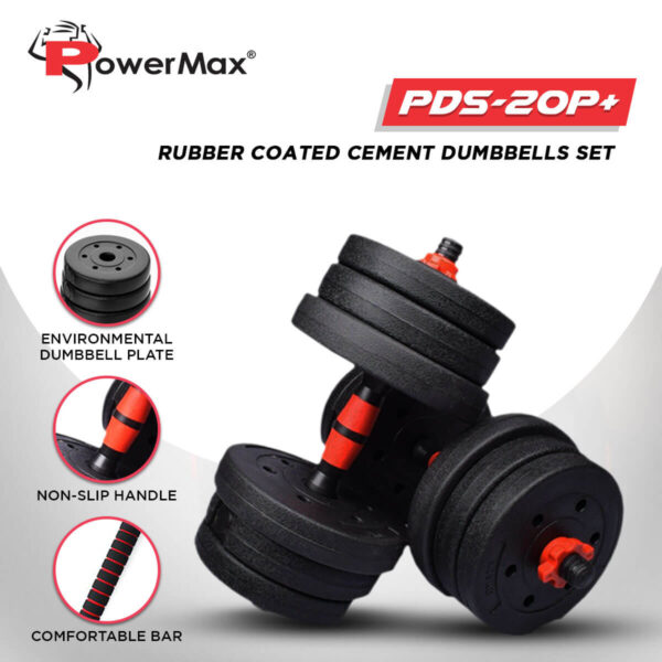 PDS-20P+ Adjustable PVC Cement Dumbbells Set - Image 2