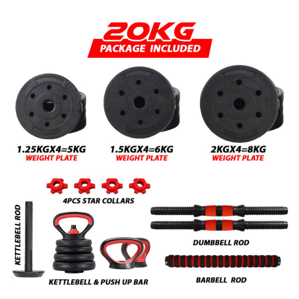 PDS-20P PVC Coated Cement Dumbbells Set - Image 9