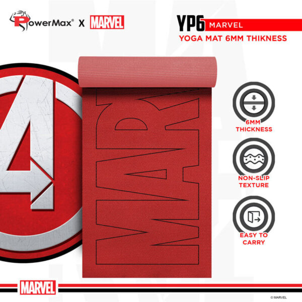 YP6-1.1 Marvel PVC Yoga mat with Bag for Gym Workout - Image 3