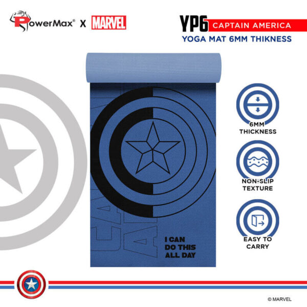 YP6-1.2 Captain America PVC Yoga mat with Bag for Gym Workout - Image 3