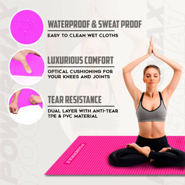 6mm Thick Premium Exercise Pink Color Yoga Mat - Image 6