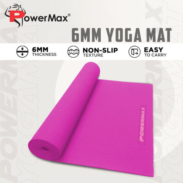 6mm Thick Premium Exercise Pink Color Yoga Mat - Image 3