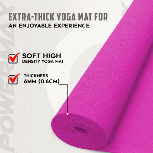 6mm Thick Premium Exercise Pink Color Yoga Mat - Image 5