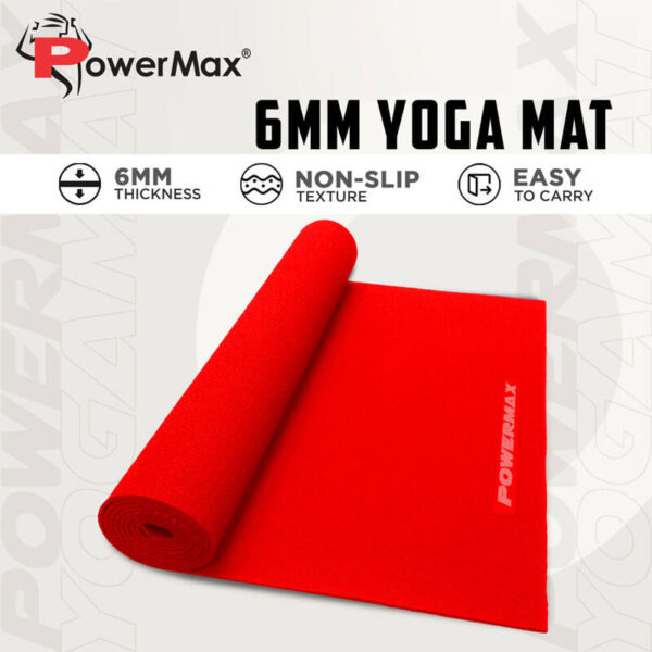 6mm Thick Premium Exercise Red Color Yoga Mat - Image 3