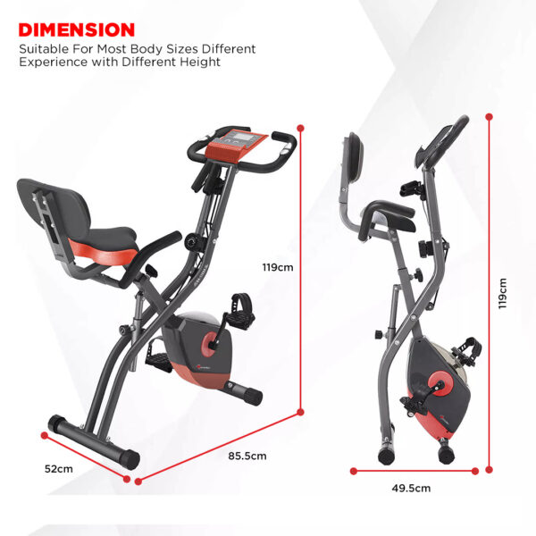 BX-110SX 3 in 1 Foldable Magnetic X Bike with Back Rest and Recumbent Bike - Image 4