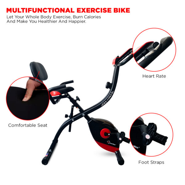 BX-110SX 3 in 1 Foldable Magnetic X Bike with Back Rest and Recumbent Bike - Image 6